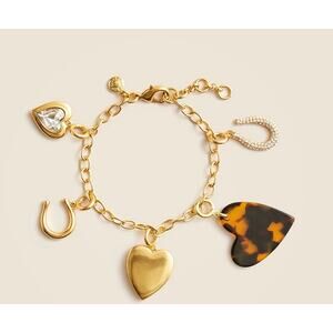 New! J. Crew Gold Heart Charm Fashion Bracelet MSRP $49